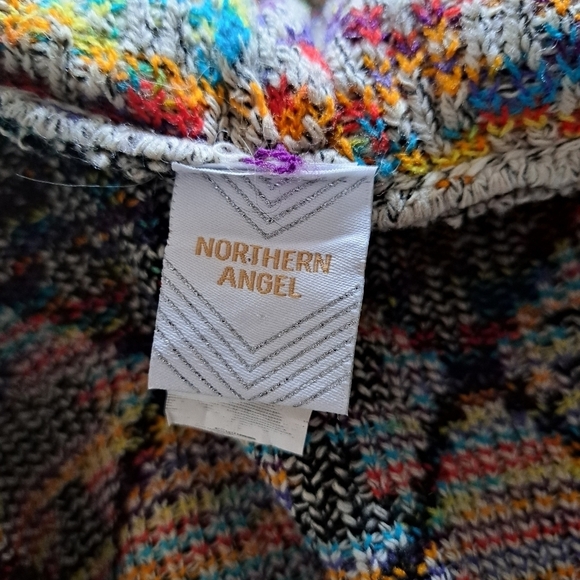 NORTHERN ANGEL Aztec Southwestern long open front cardigan duster hood sweater S - Picture 6 of 12